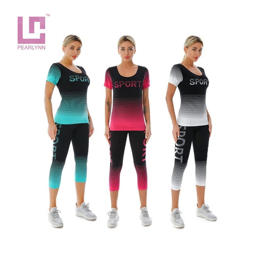 Summer Two Piece Women's Tracksuits Yoga Sets Suit For Fitness Elasticity